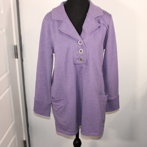 Soft Surroundings Golden Age Pullover Tunic Top Sz Medium Purple Pockets - Picture 1 of 4